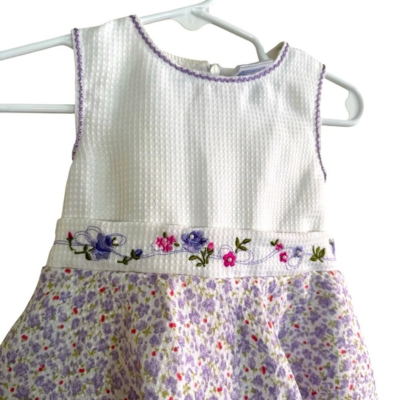 VTG B.T. Kids Dress Floral Lavender White Sleeveless Toddler Girl 2T - Picture 2 of 6